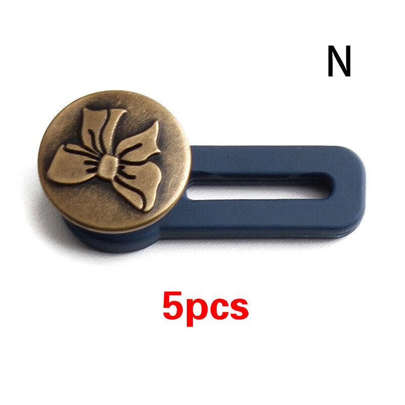 5 pezzi Allarga Pantaloni Jeans Estensore Vita Bottone Metallo Retrattile Artigianato Fai da Te UK