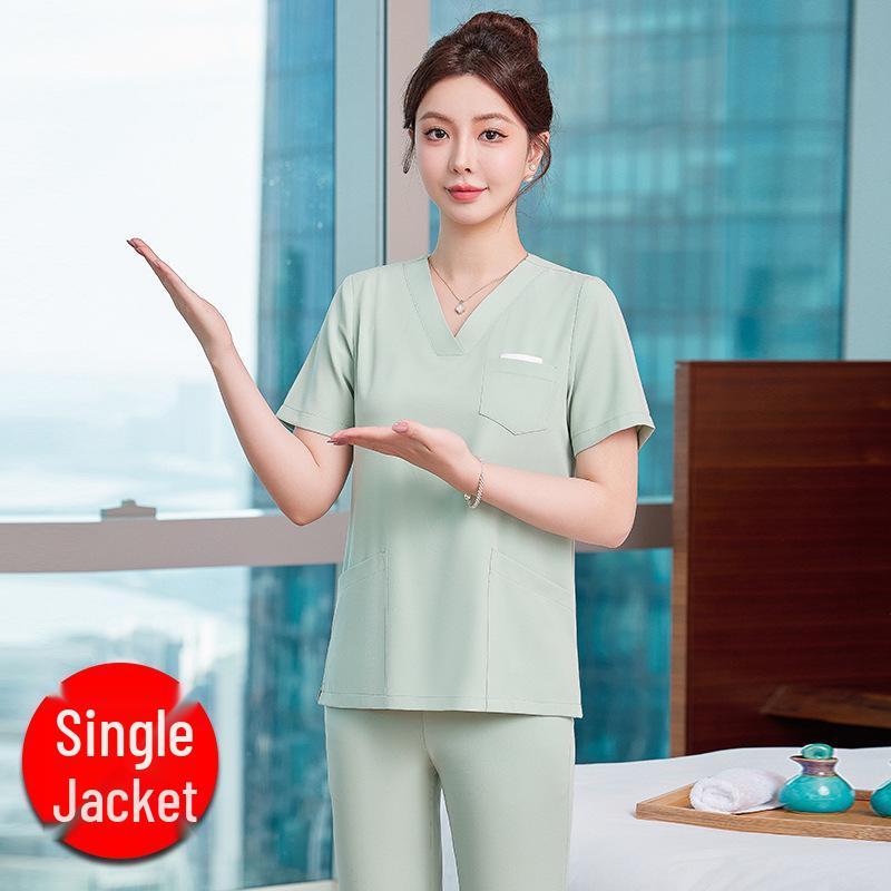 

Женский летний комплект рабочей одежды с коротким рукавом для косметологов и центров послеродового восстановления XL