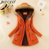 BITCED Fall/Winter Women's Plus Size Thickened Standard-Fit Long-Sleeve Hooded Shearling-Lined Cotton Jacket