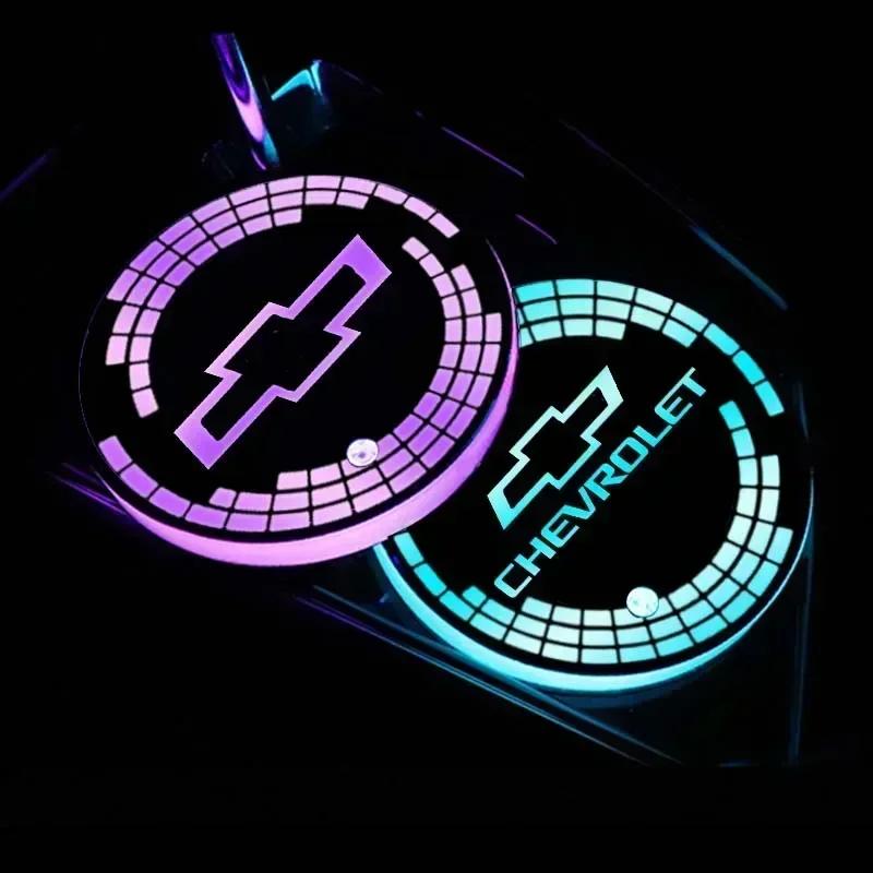 LED Car Water Cup Coaster Drinks Holder Light Mat for Chevrolet Aveo Sail Orlando Cruze Spark Equinox Malibu Captiva Trax Sonic