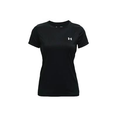 Velocity Solid Crew Logo Print Compression Short Sleeve T-Shirt Women Tops Black 1298706-001