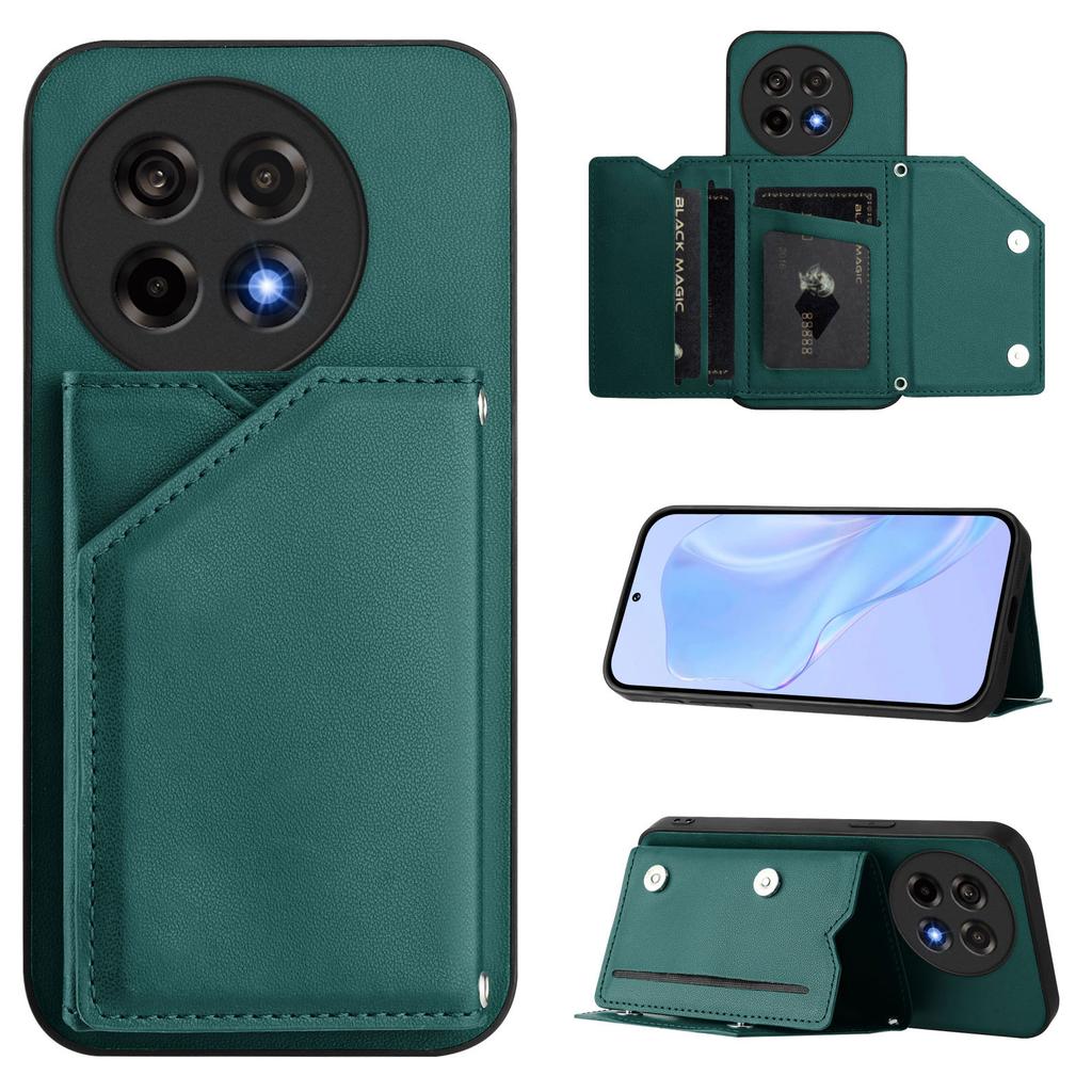 For OnePlus Ace 5 5G/OnePlus Ace 5 Pro 5G/OnePlus 13R 5G Case Card Holder Kickstand Skin-Touch Phone Cover with Wrist Strap