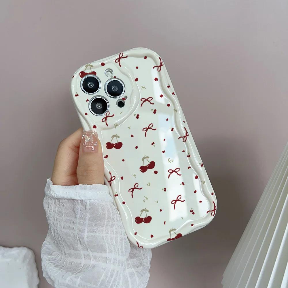 Cherry Floral Flower Print Phone Case for Iphone 16 Pro Max 16e 11 12 13 14 15 Pro 12 13 Mini 16 Plus 7 8 SE 2 3 4 Soft Shell