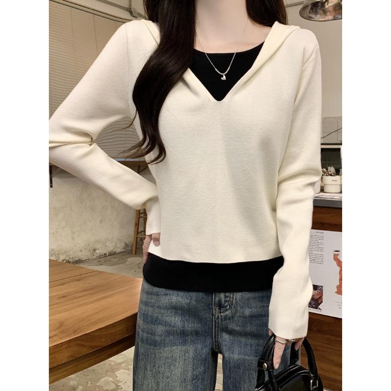 Two-piece Hooded Long-sleeved Sweater for Women In Spring Clothes, New Fashionable Pullover Sweater Top