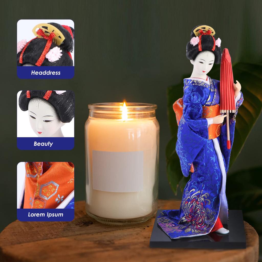 GANAZONO Japanese Doll, Dancing Maiko Geisha Doll, Japanese Souvenir, Present, Decoration, Room Decoration, 30cm (Gray)