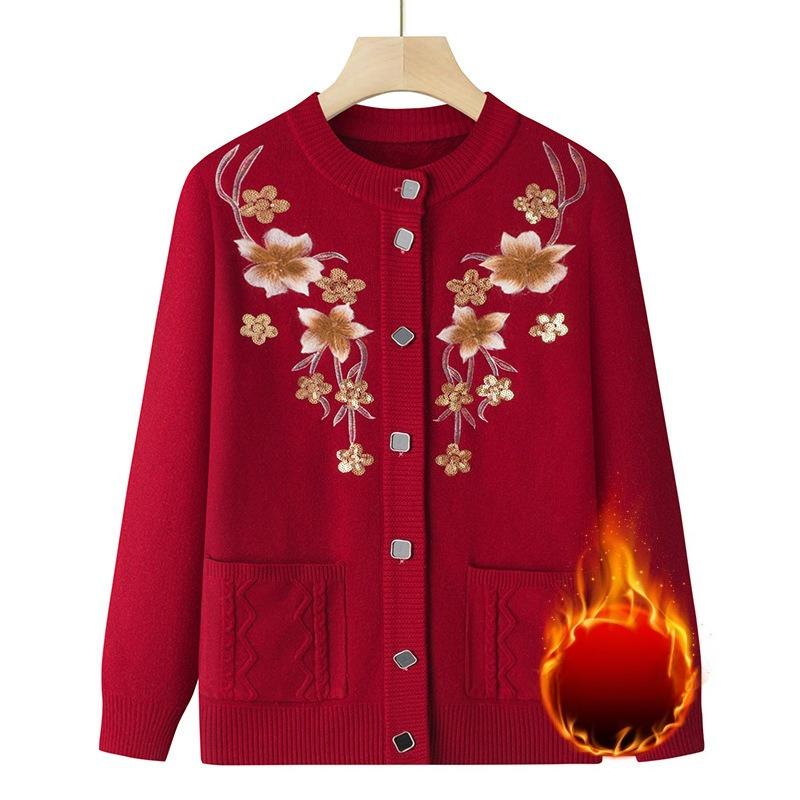 

Пожилые люди Осень и Зима Теплые Топы Зимние Куртки Пожилые Мужчины Базовые Рубашки Женские Бабушкины Свитера Плюс Бархат Мамин Кардиган 4XL