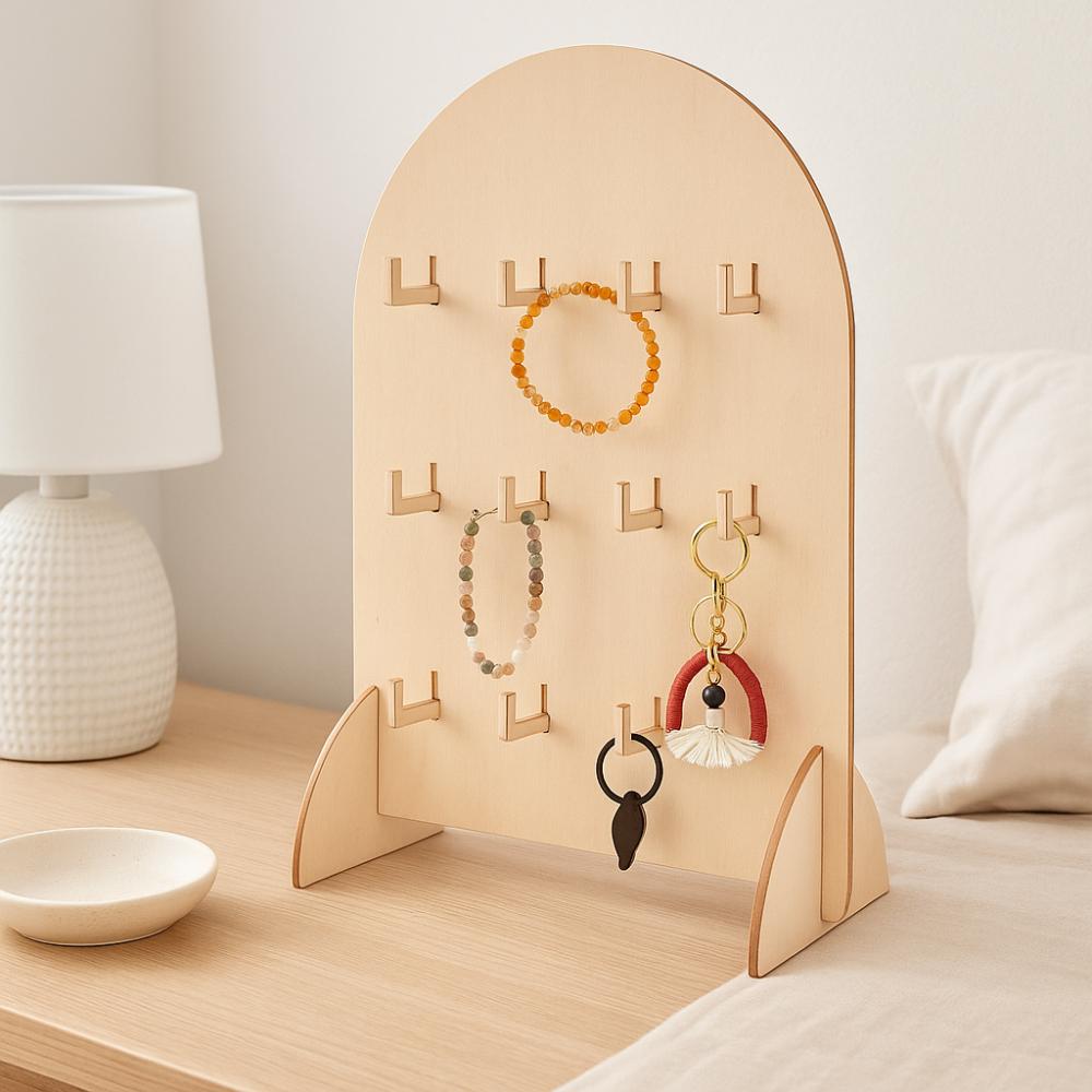 Wooden Jewelry Storage Rack Arch Ring Holder Multifunctional Earring Display Rack  Trade Show