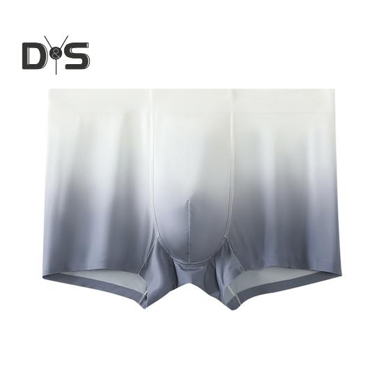 Men Boxer Underwear Breathable Ice Silk U Convex Design Gradient Color Shorts Underwear Seamless Panties Daily Wear