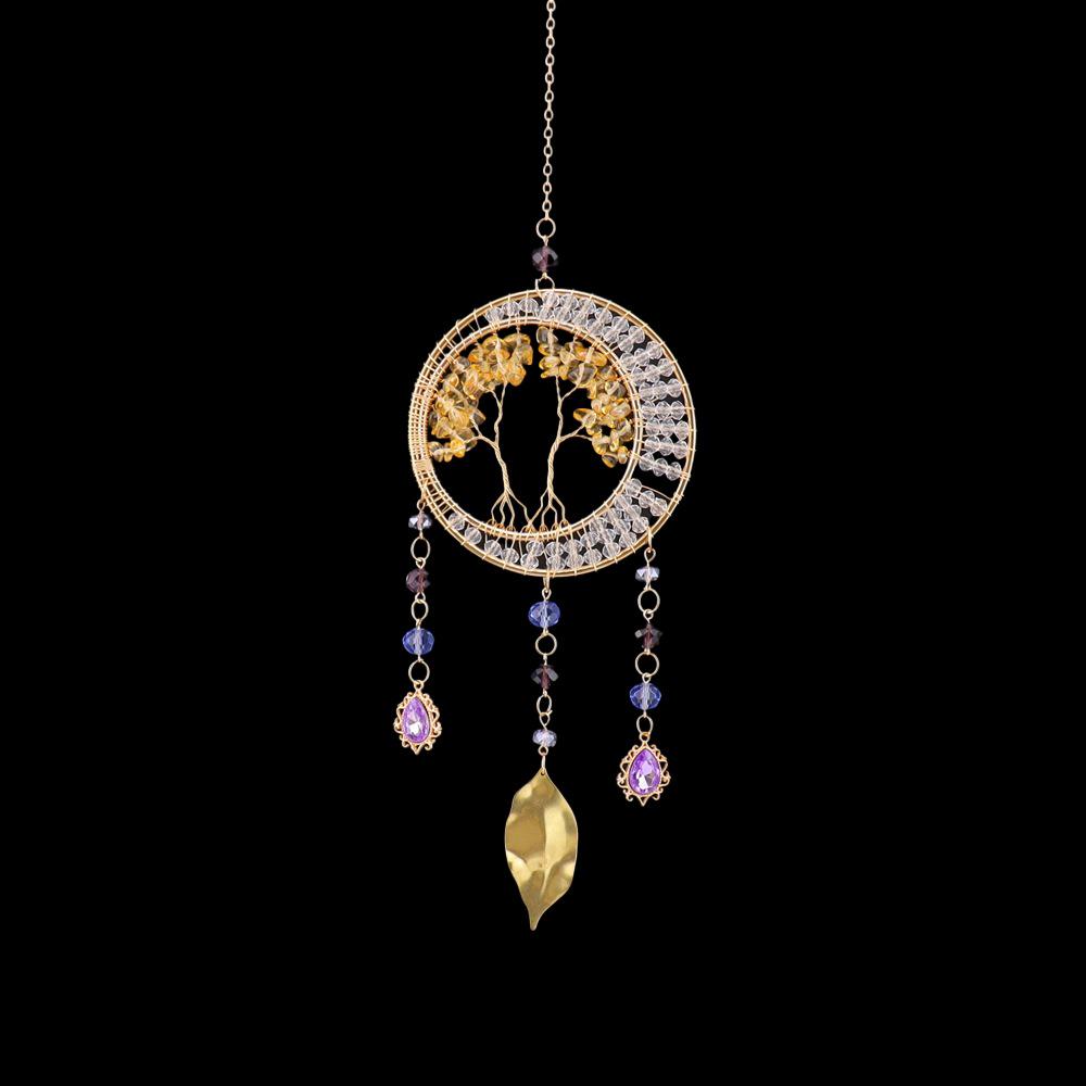 Handmade Sunlight Crystal Dream Catcher: Rainbow Wind Chime Pendant for Girl's Room Gift