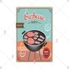 Dad's BBQ Party Metal Tin Plaque Retro Tin Signs Barbecue Rules Slogan Plate Vintage Grill Poster Yard Garden Kitchen Wall Decor