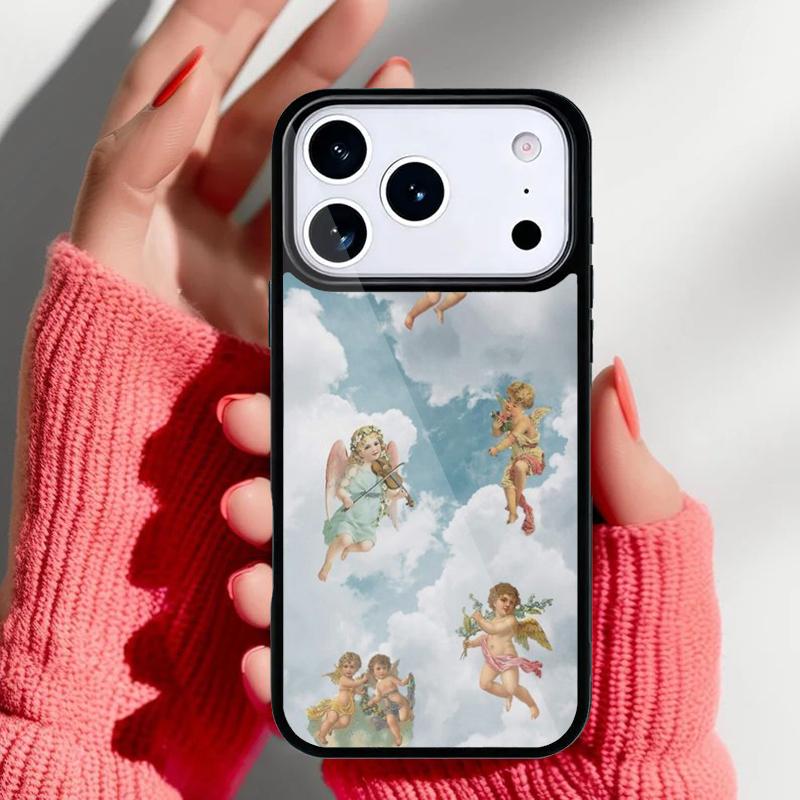 Vintage Painting Paradise Angel Phone Case for iPhone 17 Air 16e 15 14 13 Pro Max Back Cover for 12 11 Pro Coque