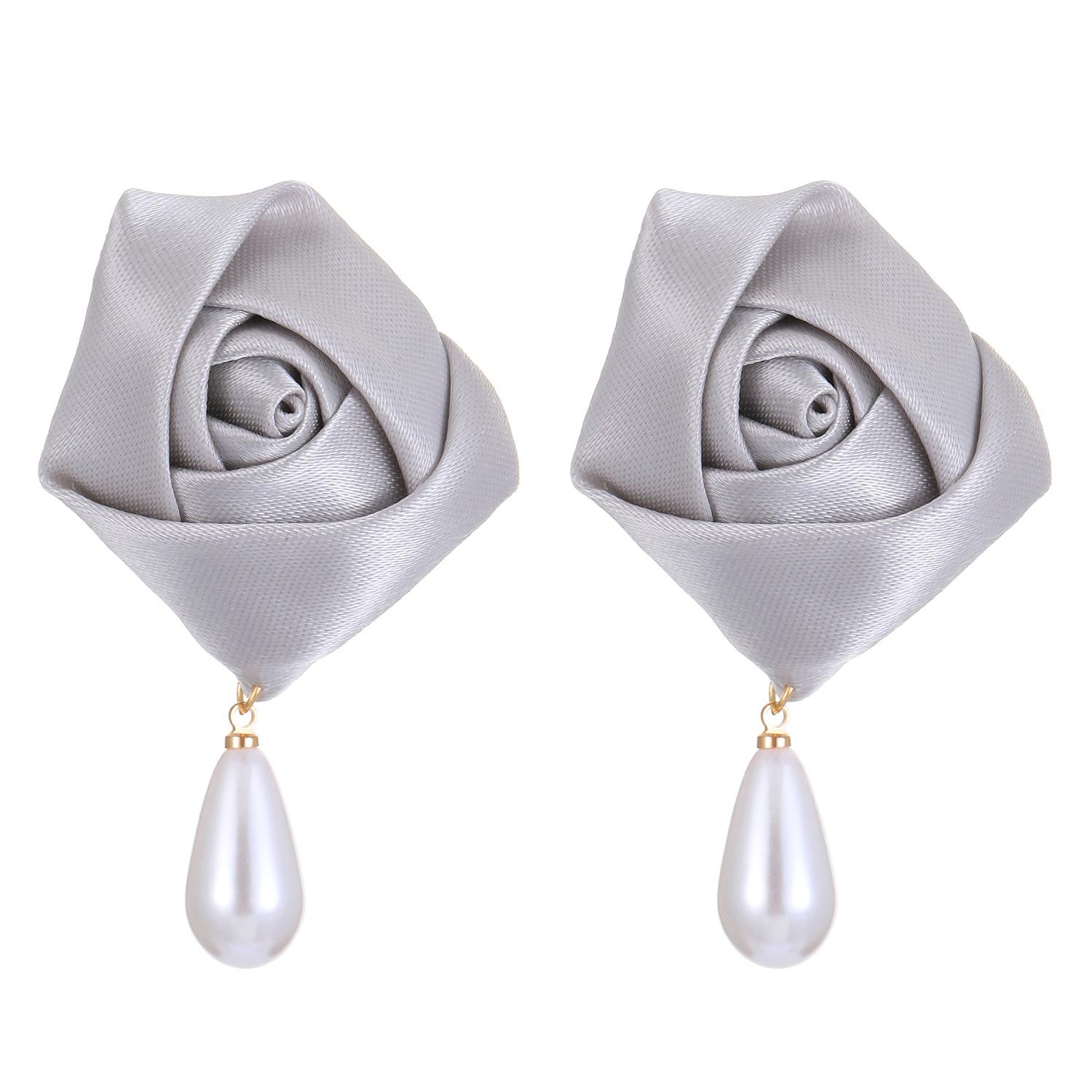 

2024 Fashion Large Rose Flower Stud Silk Fabrics Multilayer Petal Charm Ear Stud For Women Wedding Party Jewel