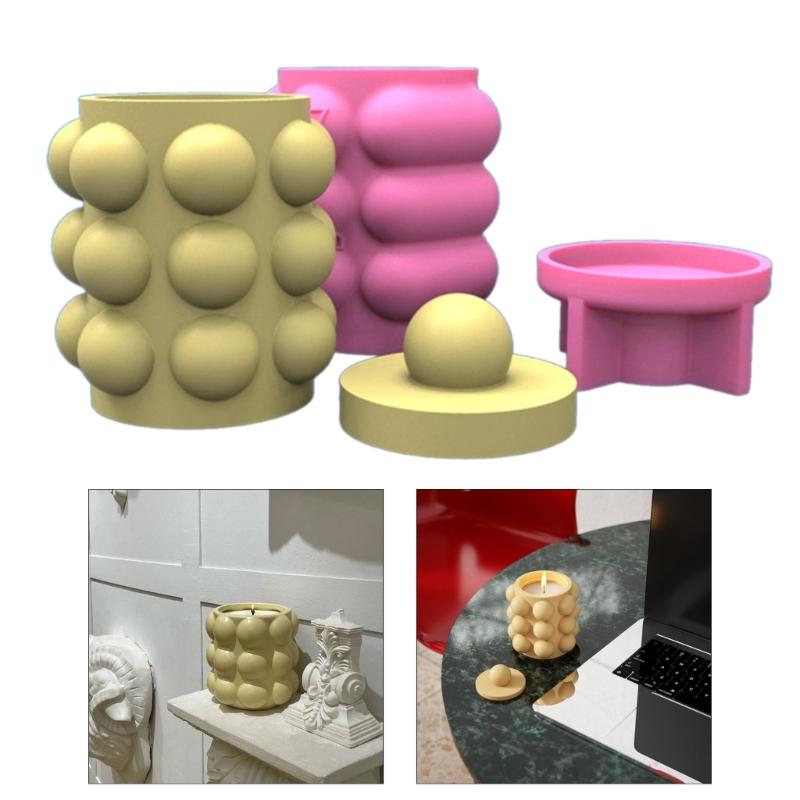 Bubble Storage Box Silicone Molds DIY Concrete Casting Flower Pot Mold Candlestick Ornament Making Tool Easy to Clean