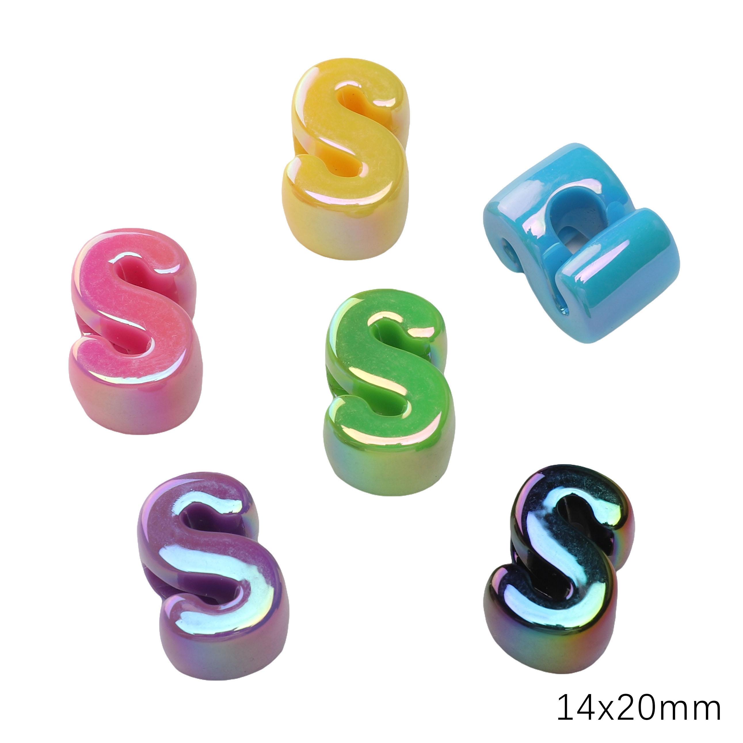 

5 шт. Акриловые радужные ракушки Бусины с большими отверстиями и буквами Аксессуары для изготовления ювелирных изделий S 14×20mm