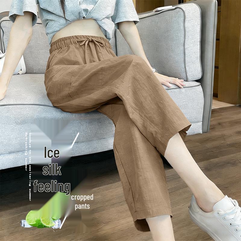 

Versatile High-Waist Ice Silk Harem Pants - Women s Slimming, Loose, Casual 8-Point Style for Spring & Summer XL for 120-140 jin