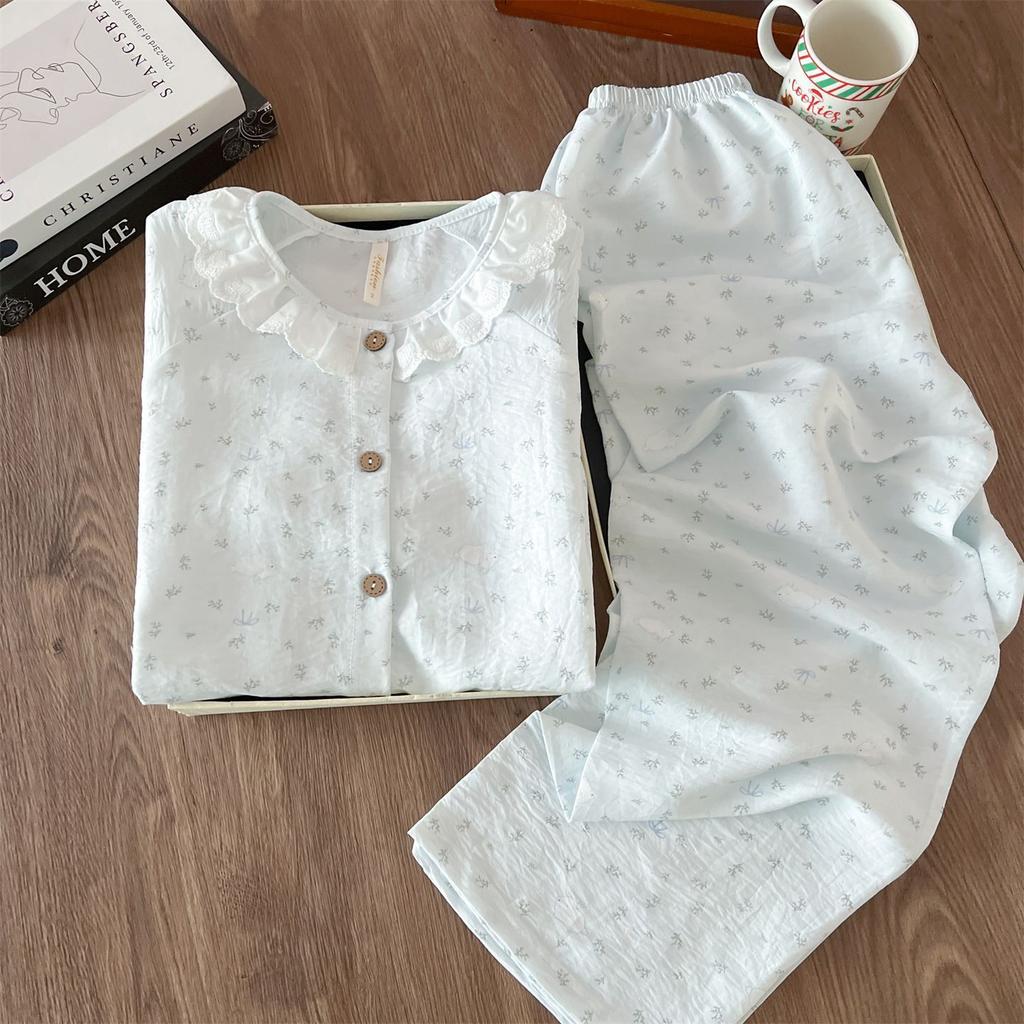 Cloud Cotton Pajamas Women's Spring and Autumn Long-sleeved Cardigan Japanese Sweet Red Plaid Student Large-size Loungewear Set
