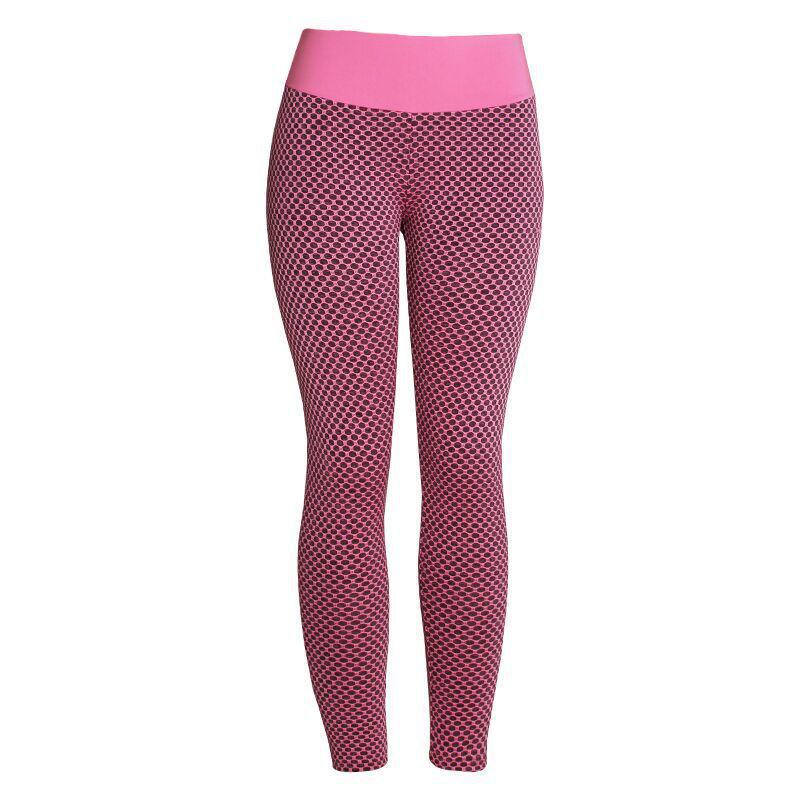 Europäische Waben Jacquard High-Waist Po-Lifting Yoga-Leggings für Damen