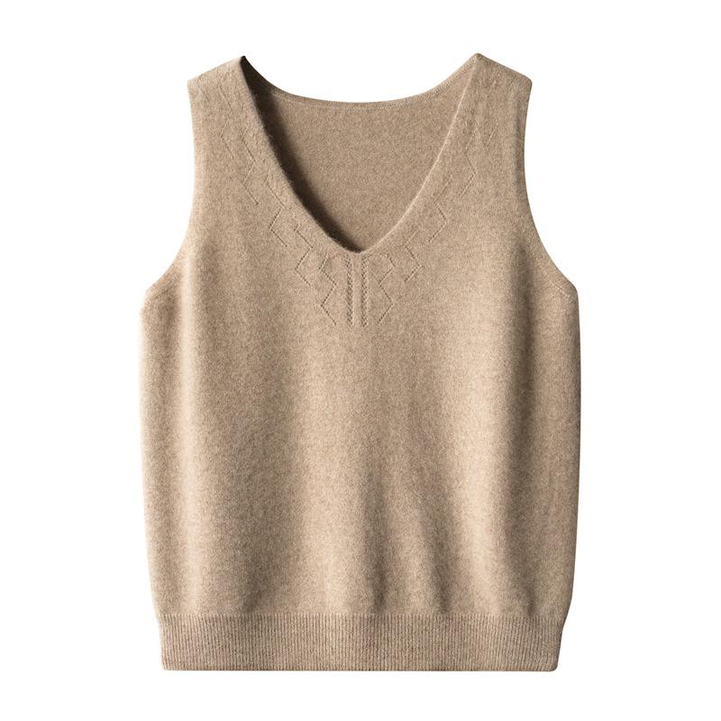 Women's Stylish Hollow-Out Knit Camisole: Chic, Loose, Sleeveless Top for Layering or Outerwear