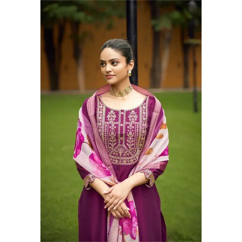 Women Indian Pakistani Silk Blend Kurti Salwar Kameez Party Wear Bollywood Tunic VF-20139