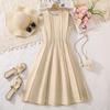 Girls' Slim Fit Sleeveless Spring/Summer Formal Dress with Contrast Stitching
