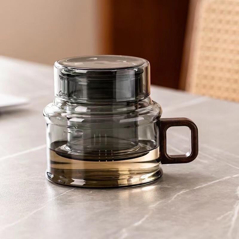 Shangqi Tea-Water Separation Glass Teapot with Wooden Handle