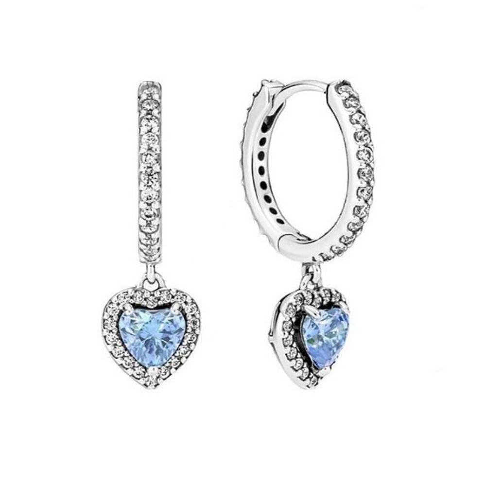 A dazzling S925 sterling silver-plated heart pendant necklace and earrings  the perfect Valentine's Day gift
