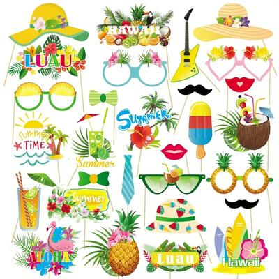 29 Piece Set of Hawaiian Photography Props for Summer Beach Parties and Tropical Themed Photography