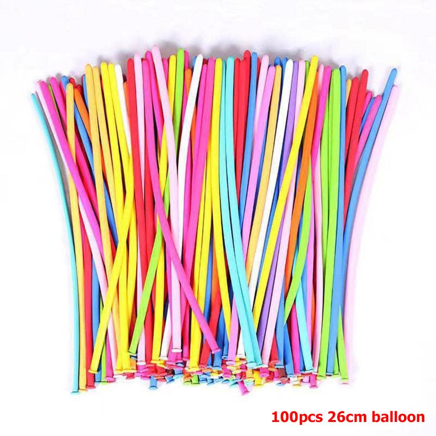 100pcs 26cm Long Stripe Balloon with Pump Birthday Party Decoration Latex Balloon Creative Suitable for Birthday Wedding Party