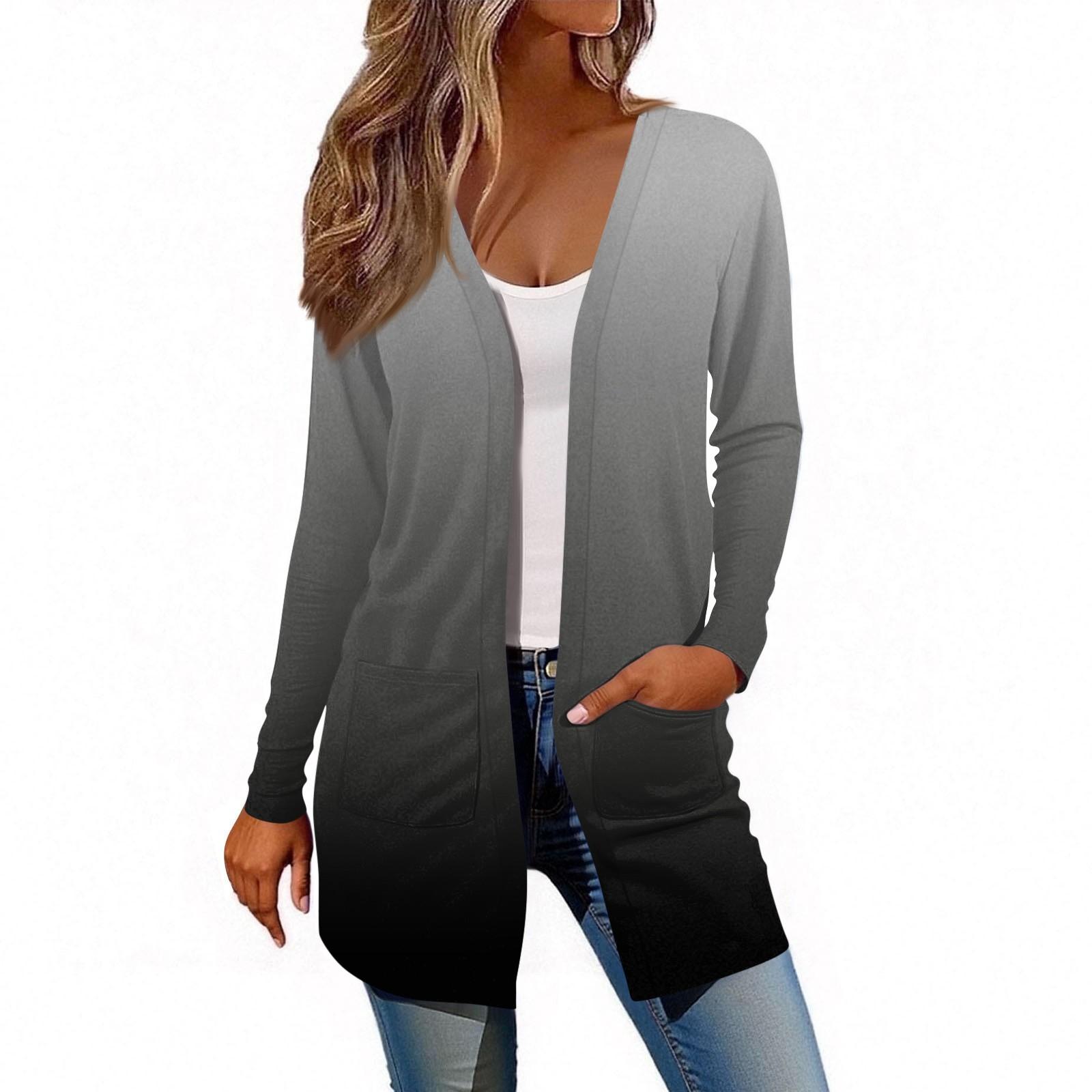 

Женский кардиган с длинным рукавом, повседневная куртка с карманами, топ XL