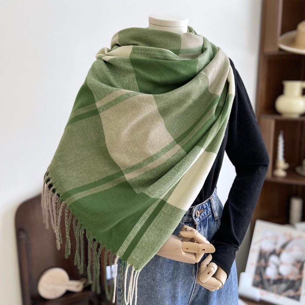 Thick Imitation Cashmere Shawl Windproof Shawl Wrap Fashion Plaid Scarf  Apparel Accessories