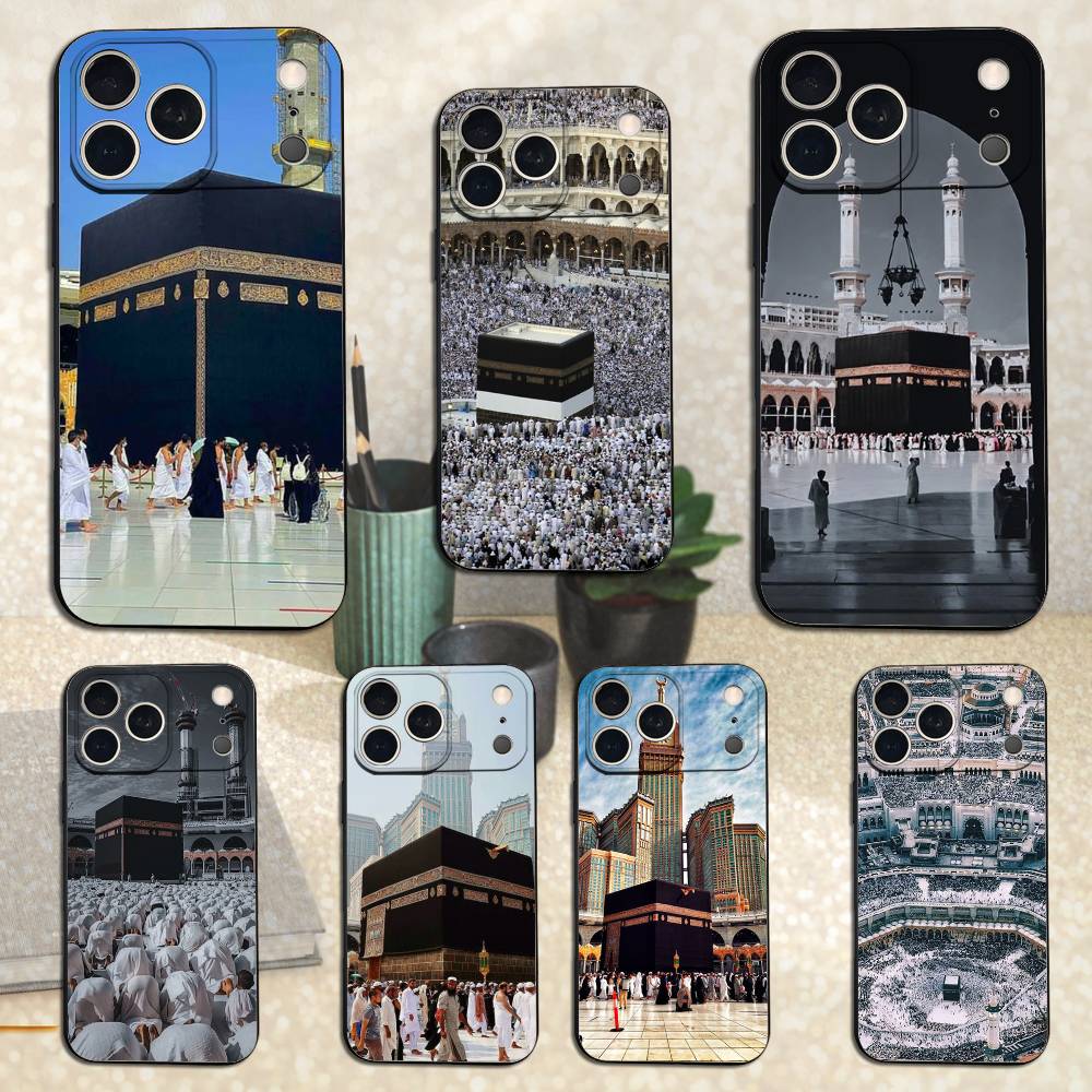 Pilgrims in Mecca Cover For iPhone 12,16,11,14,15,17,13,X,Mini,SE,Max,8,7,XR,XS,Plus,Pro,Soft Silicone Black Case
