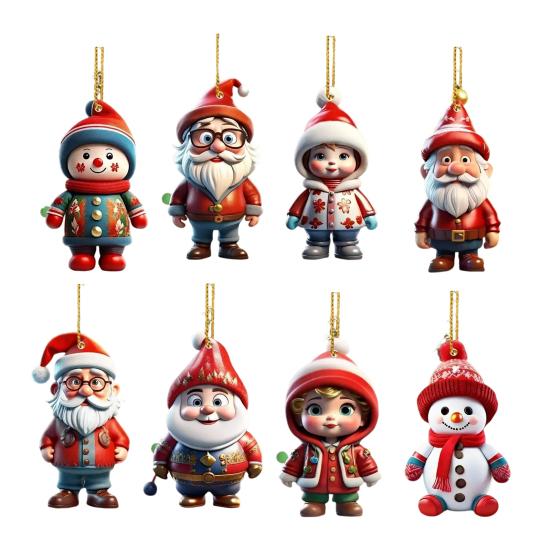 Christmas Acrylic Hanging Ornament Flat Figure Car Interior Decoration Pendant Holiday Party Hanging Decoration