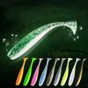 Floating Soft Plastic Small Fishing For Walleye, 3.5 Inch And 4 Inch Size, Multiple Colors, Soft Two Color T Tail Soft With Head Hook