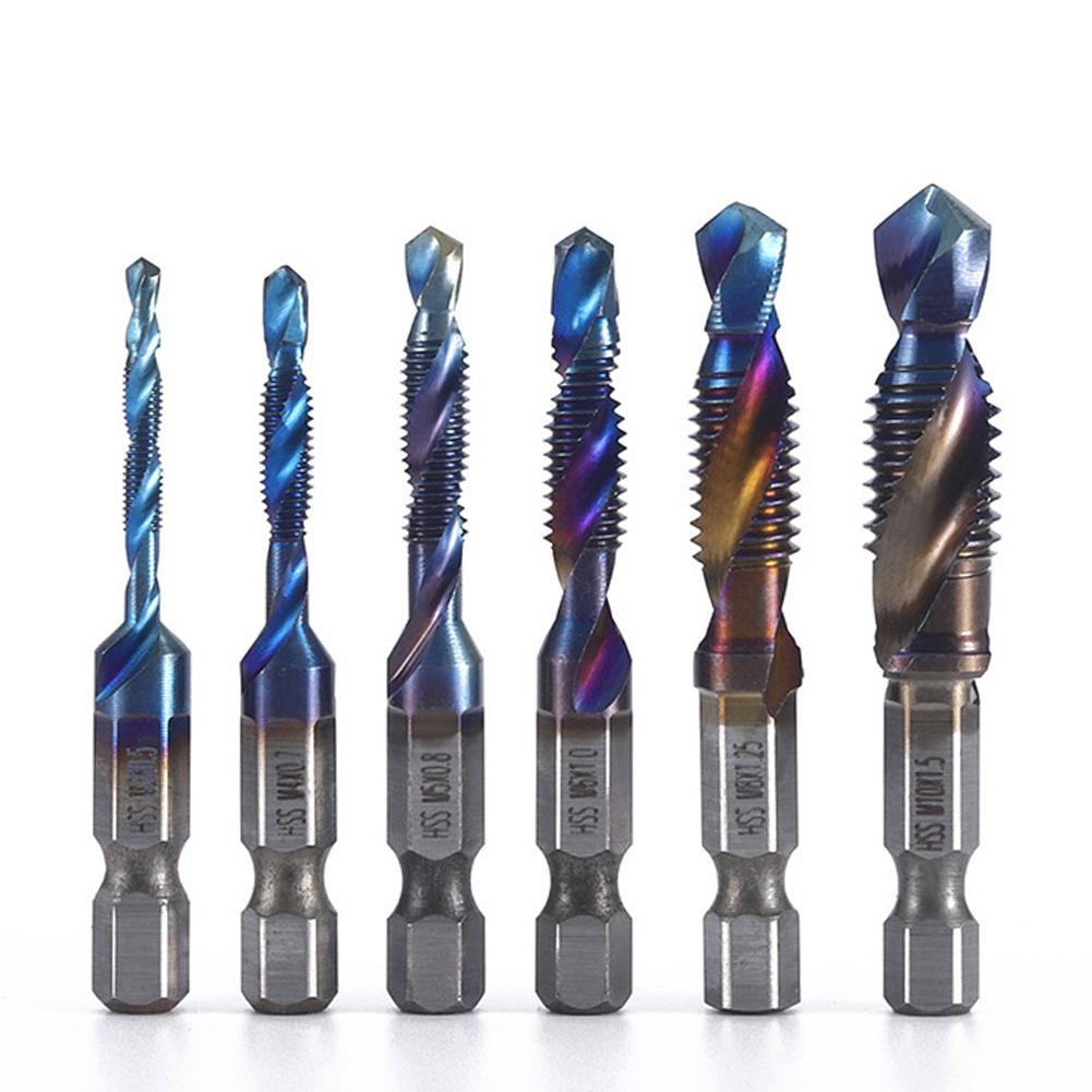 6 Pcs M3-M10 Screw Tap Drill Bits High Speed Steel Combination Bits Metric Tap Bit Tool Hex Shank for Metal Steel Wood Plastic