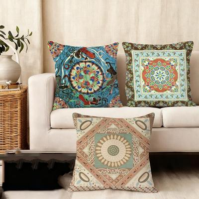 Cushion Cover Silky Short Plush Home Sofa Cushion Cover - Invisible Zipper Home Decoration Dunhuang Patterns
