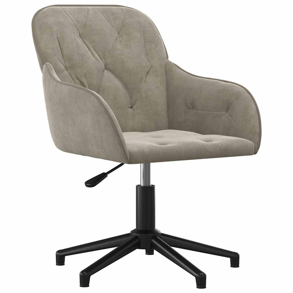 Vidaxl Swivel Office Chair, Light Gray, Upholstered In Velvet