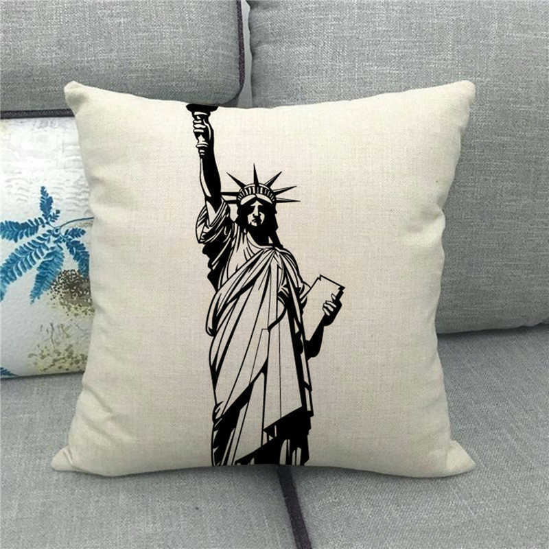 The Statue Of Liberty (Independent And Free) Digital Printing Short Plush Pillow Covers For Sofa Office Cushion Cover Home Goods