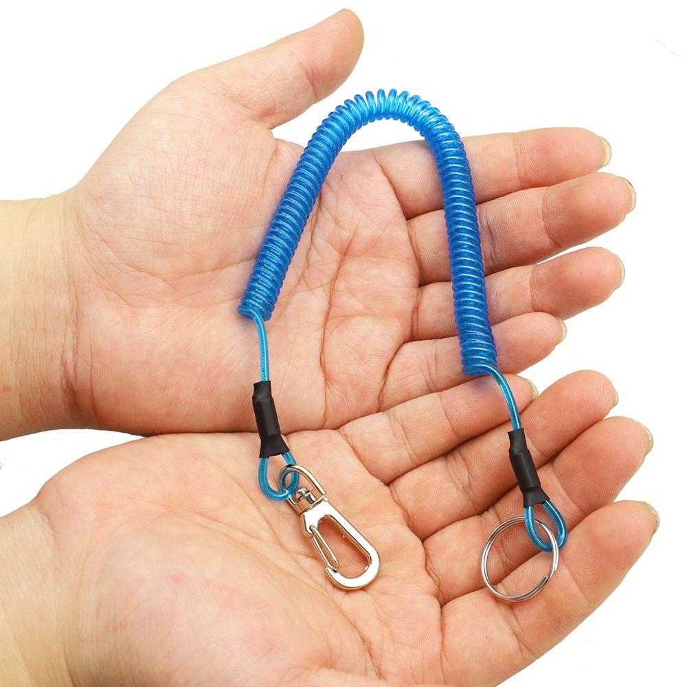 Secure Buckle Lock Elastic Outdoor Tackle Retractable Keychain Fishing String Spring Rope Lanyard