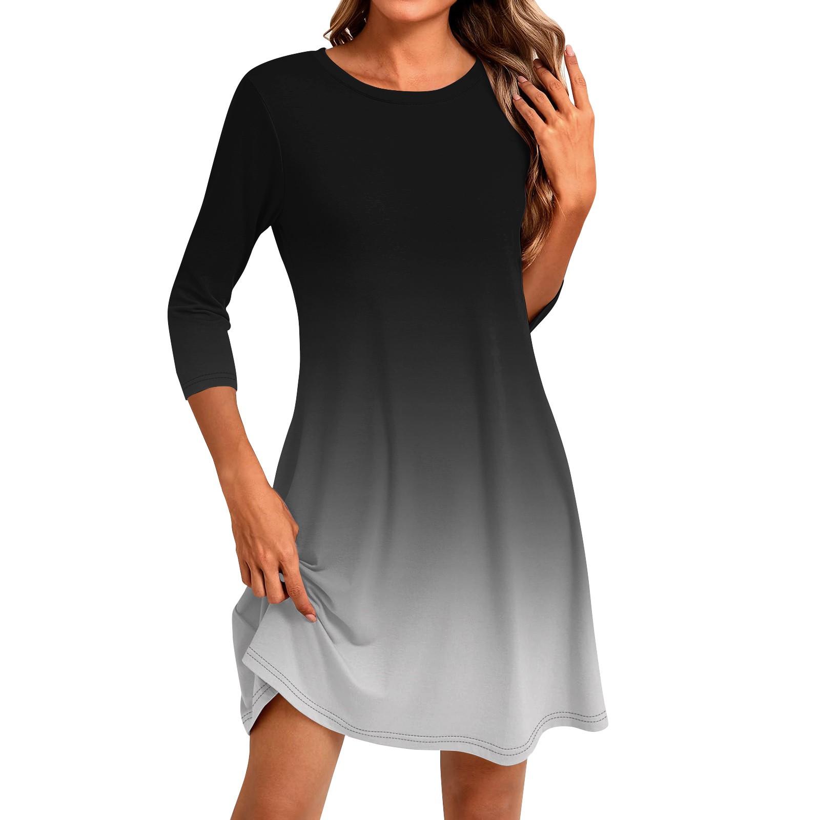 Женское модное повседневное платье с круглым вырезом и рукавом три четверти XXL красный — фото 3