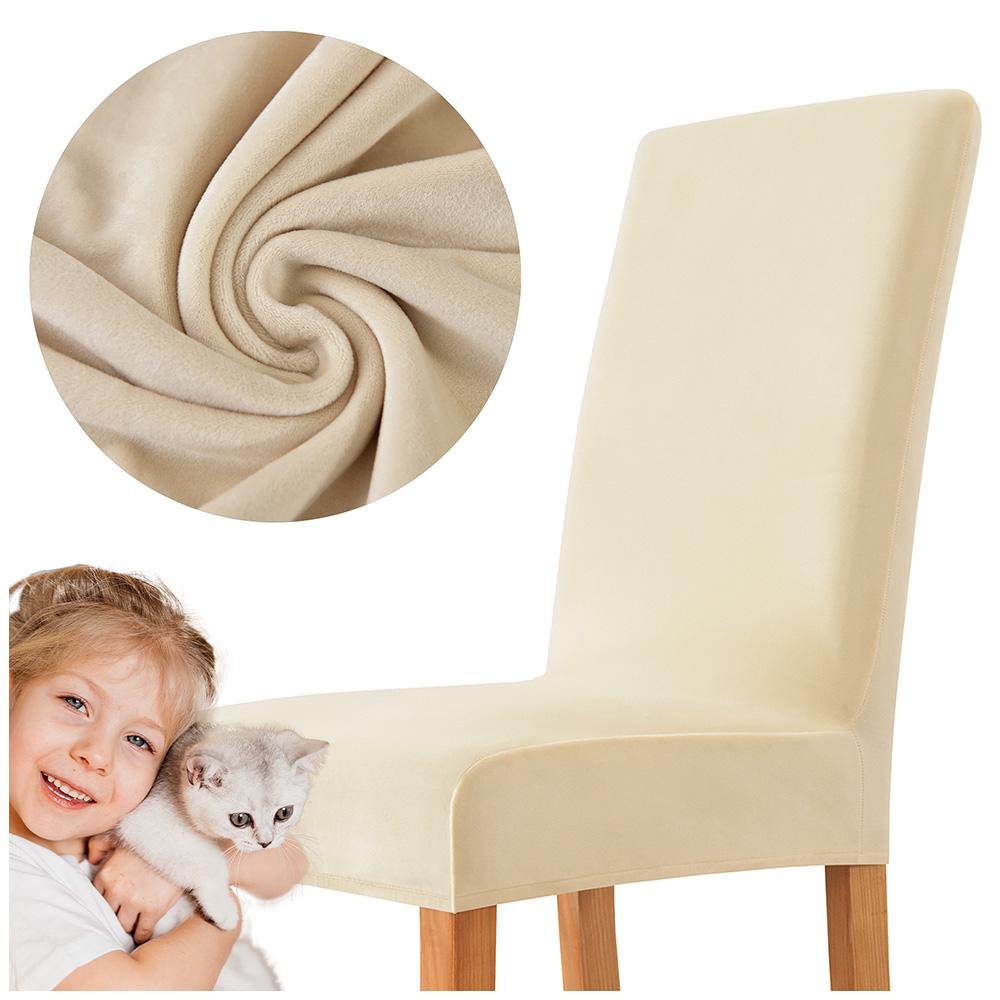 Chair Cover Thick Beige Ecru Velvet