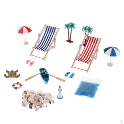 15 Stück/Set Puppenhaus 1/12 Maßstab DIY Miniatur Strandspielset Modell Dekor Zubehör