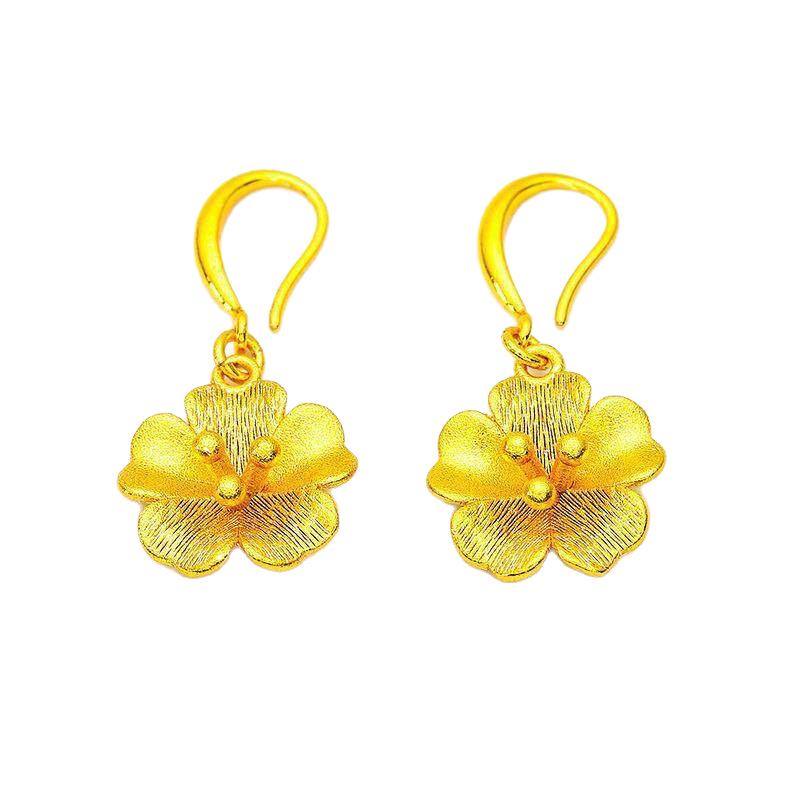 Women's Gold Vietnam Sand Flower Frosted Earrings - New Fashion Small Flower Design