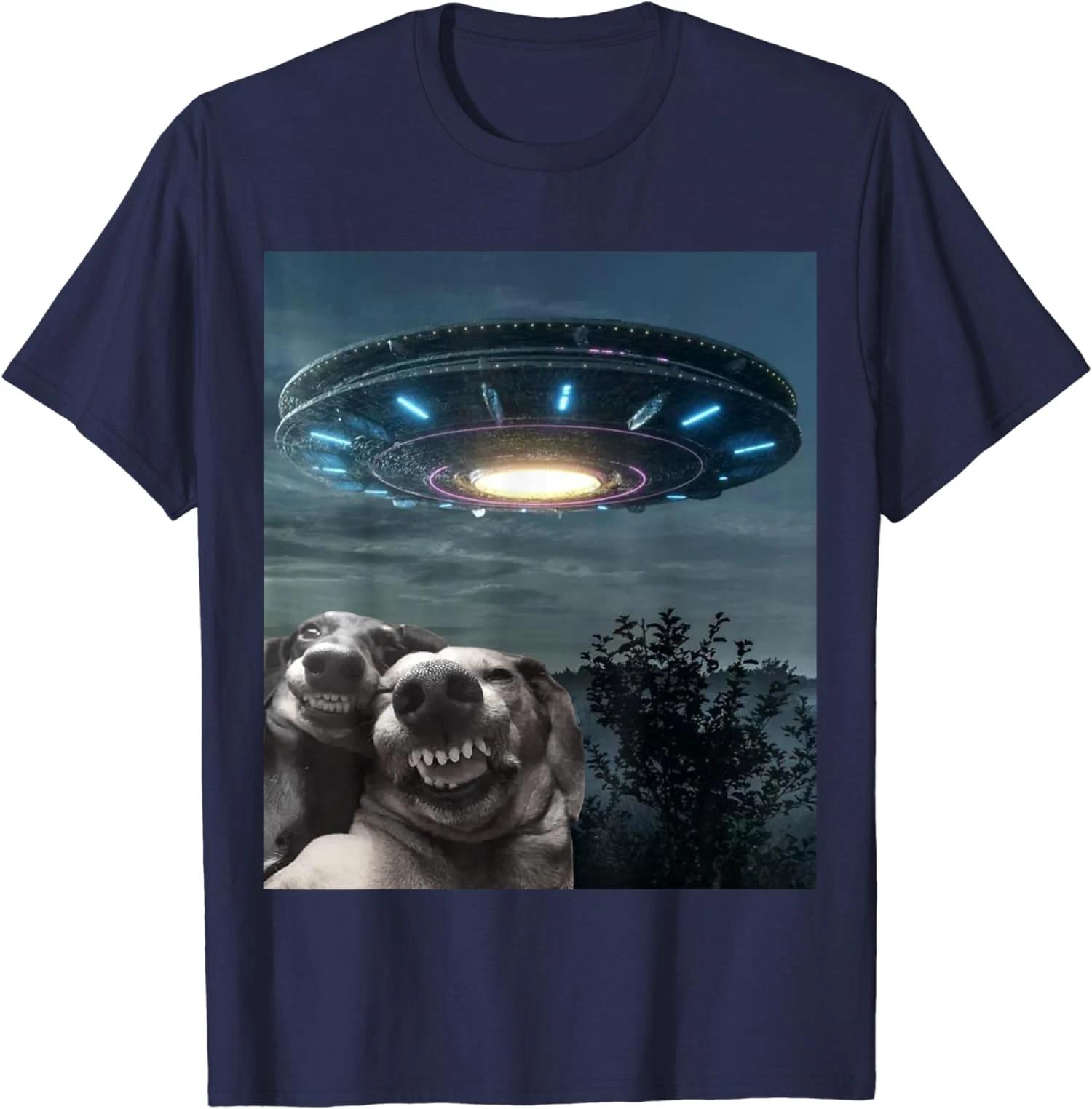 Selfie Dog With Alien UFO Funny Dogs Lover Gift Unisex T-Shirt S