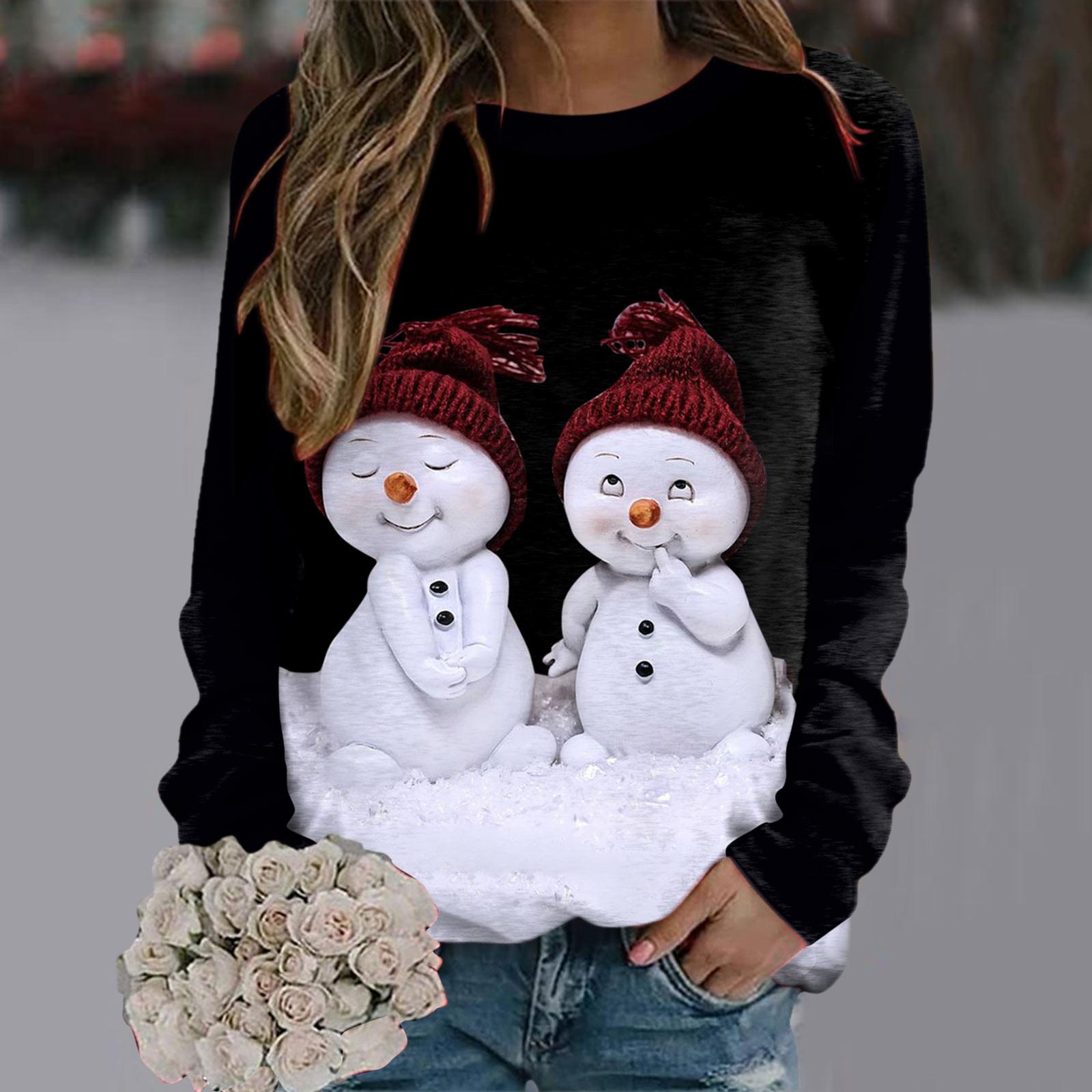 

Рождественский принт оленя Толстовки с капюшоном Женская мода Длинный рукав Круглый вырез Толстовка с капюшоном Женская мода Одежда 2024 Повседневные топы 8XL