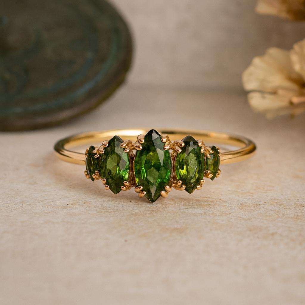 

Wedding Engagement Anniversary Promise Gift – Dark Green Tourmaline Eternity Band, Marquise Cut October Birthstone Luxury Ring for Women 10 US розовый