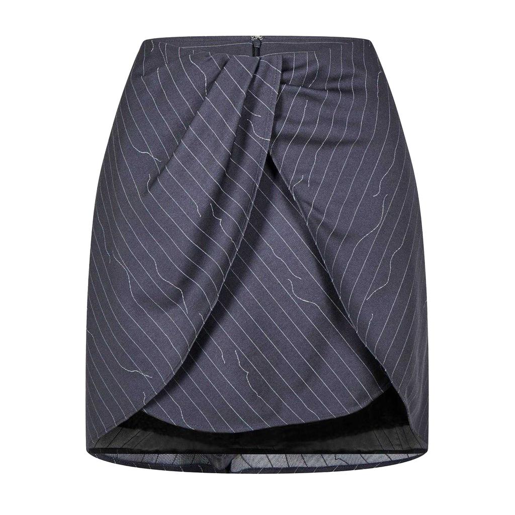 Off White Womens/Ladies Pinstripe Wool Blend Slim Mini Skirt