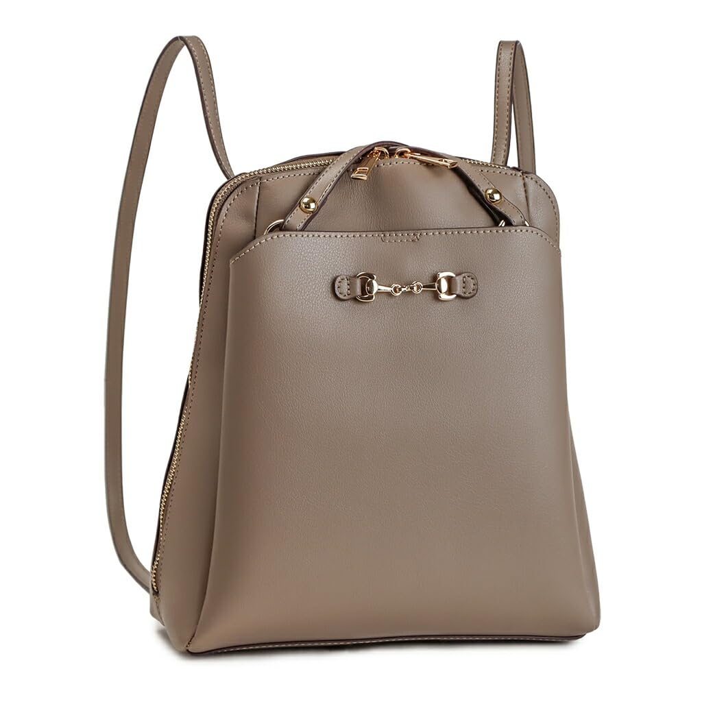 Pragma Women s Lightweight Commuter Backpack, 2-Way Tote Bag, Stylish, Small, Faux Leather, Shoulder Strap (Grey Beige)