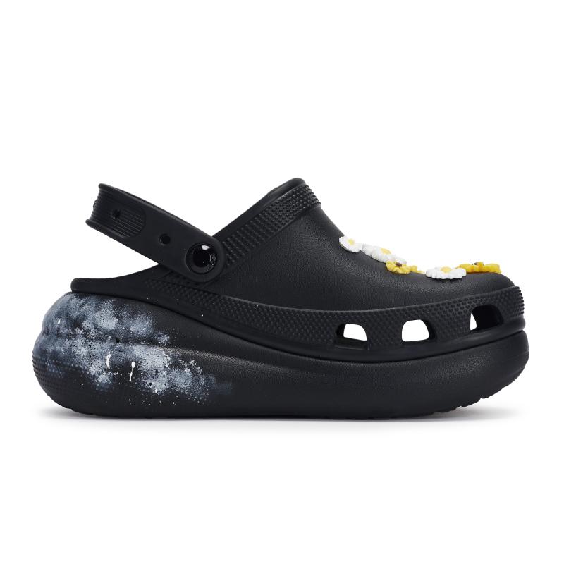 Crocs Classic clog REGO hot dog foggy daisy hole shoes unisex style black, white and yellow