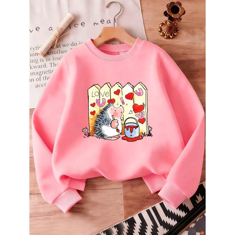 European sizes Cute Hedgehog Print Design for Kids Aged 0-3 Years, Comfortable And Easy Lightweight Round-Neck Sweatshirt Suitable for Outdoor Wear