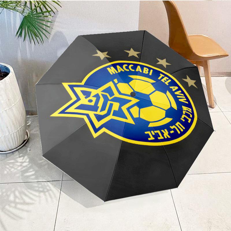 Maccabi Football Club Printed Automatic Umbrella, 8-Frame for Travel, camping, Casual Umbrella, Essential Gift for for family and friends